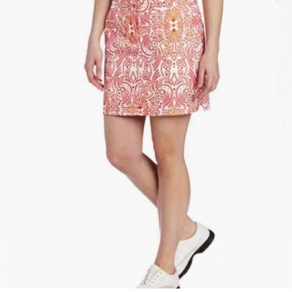 Adidas Orange & Pink Bold Geometric Print Tennis Athletic Skort Size 8